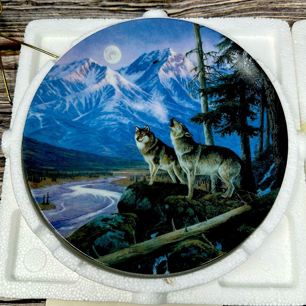 Bradford Ex. Vintage Plates. Alaska: The Last Frontier Series "Moonlight Lookout